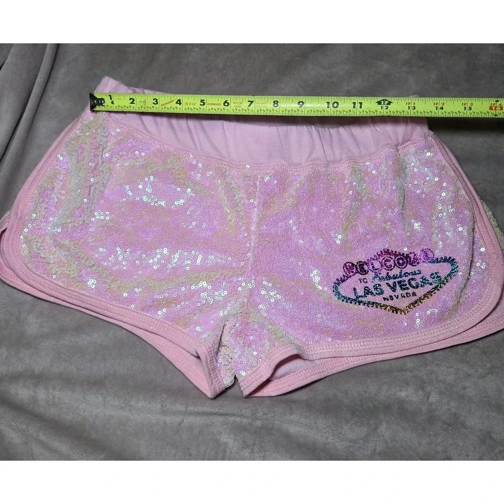 Mila Las‎ Vegas Sequin Tank & Shorts Set Women's XL Pink Sparkle Lounge Pajama